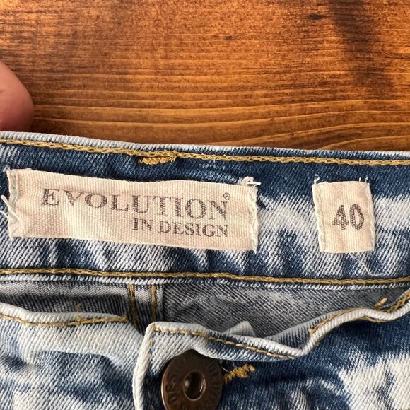 Evolution in Design Jean shorts mens size 40 Acid Wash Distressed cutoff Bermuda - Picture 3 of 12